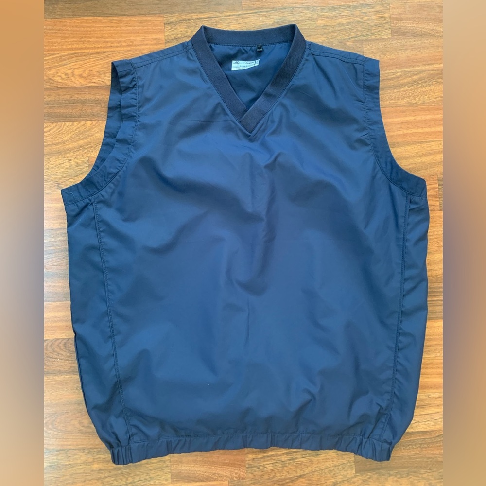 Alan Flusser Golf Performance Vest Men Large Navy Blue Activewear Jacket Top